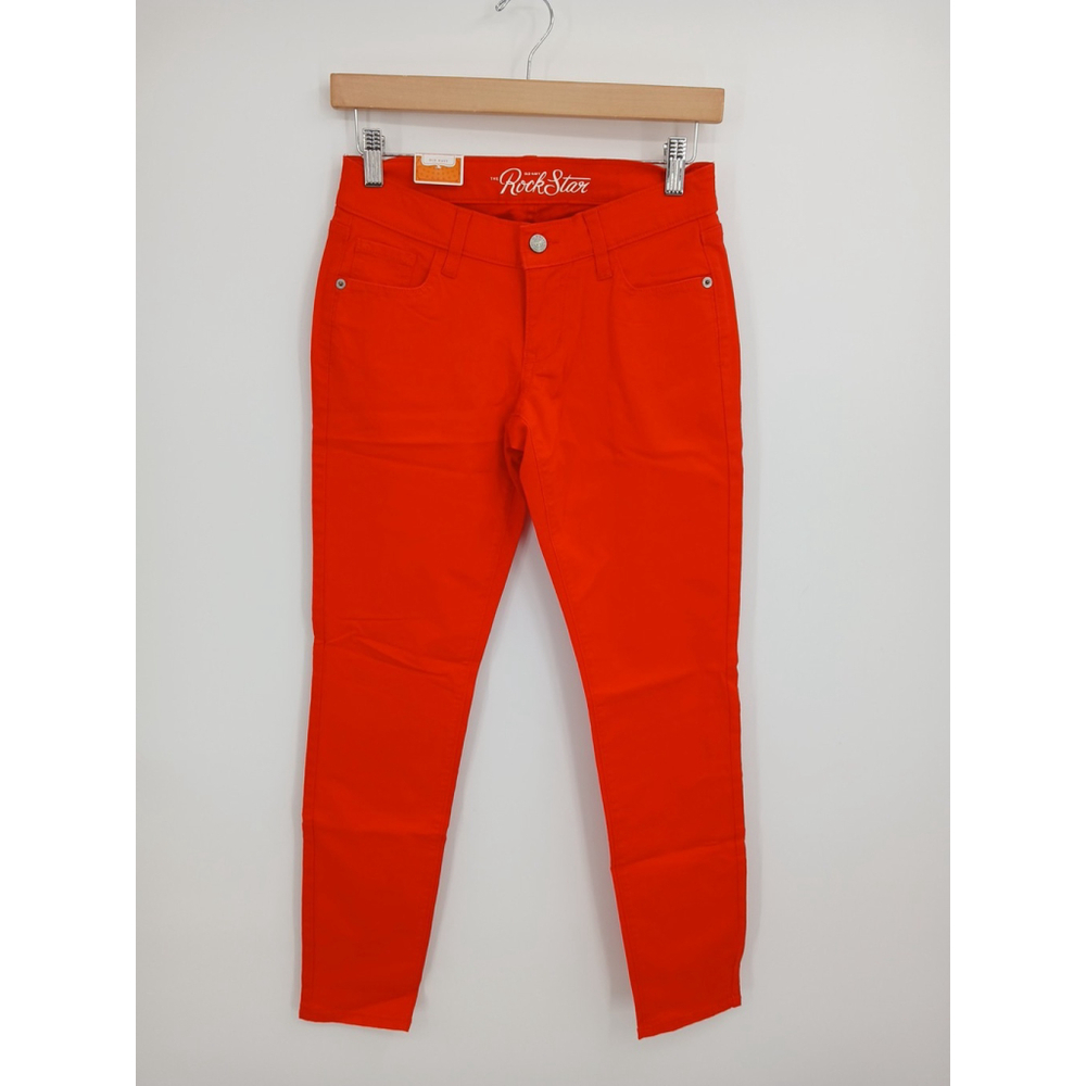 Old Navy Womens Rockstar Super Skinny Jeans 4 Summer Orange Snap Stretch Jegging
